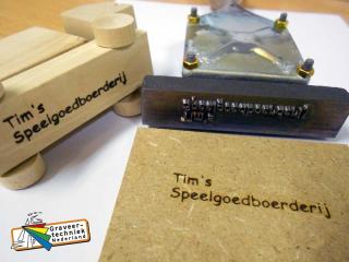 Graveren brandstempel 90x20mm bv voor houten speelgoed